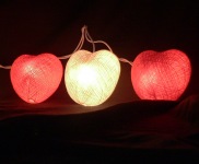 Red - White Cotton Heart Style - fairy lights